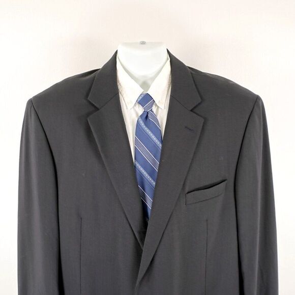 Pronto Uomo Comfort‎ Stretch Worsted Wool Black 2 Button Suit Jacket 48L - Picture 1 of 15